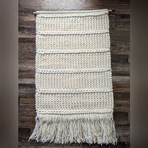 Handwoven Cream Wall Hanging with Fringe